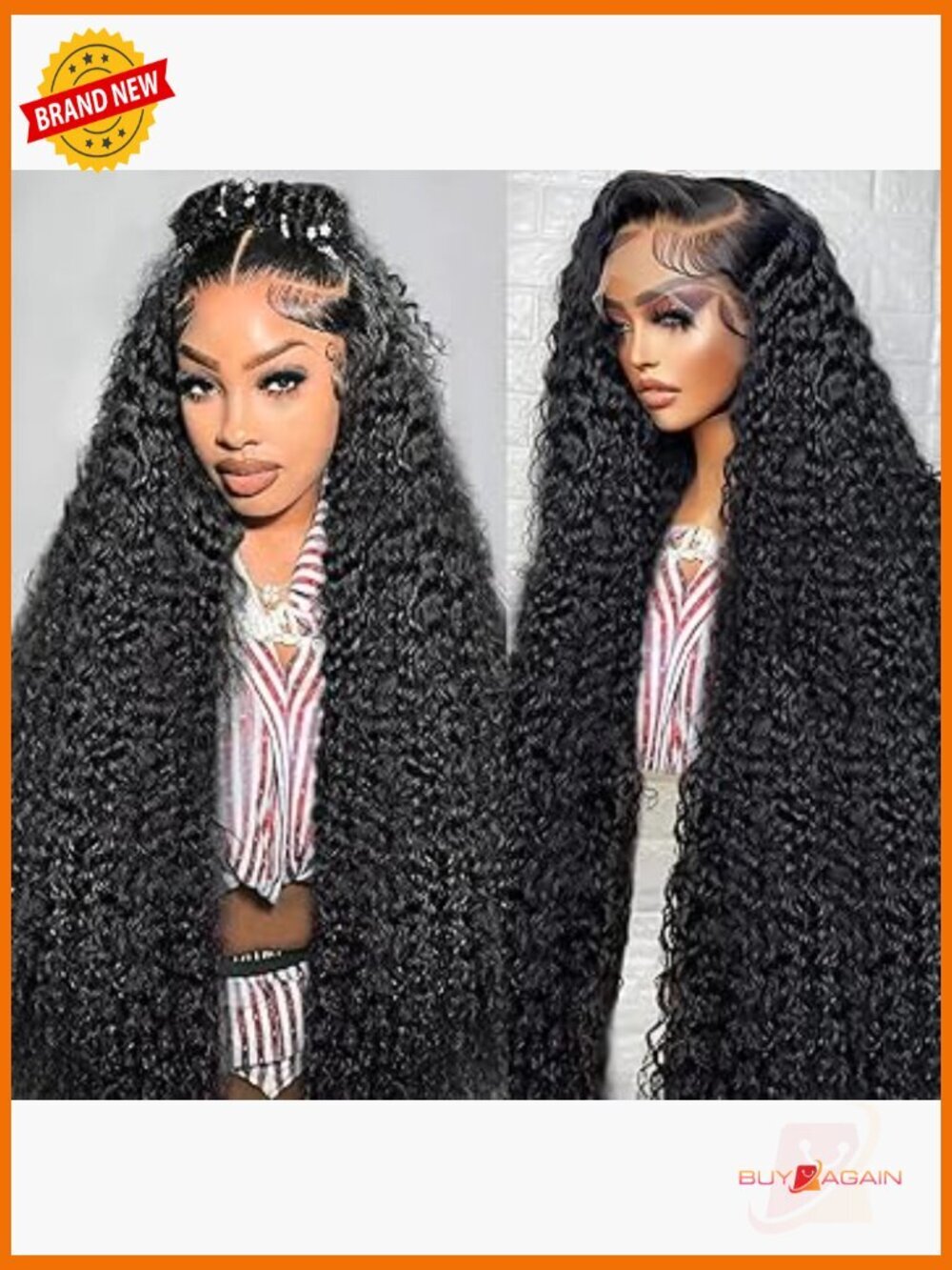 13x6 Curly Lace Front Wig Human Hair 200 Density HD Wet and Wavy Glueless 24